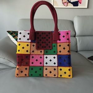 African beaded tote bag